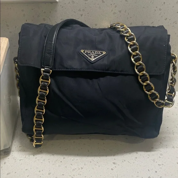 Prada Black and Gold Chain Shoulder Bag - Picture 5 of 9